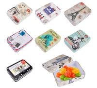 8 Piezas Mini Caja de Almacenamiento de Metal, 9 X 6,5 X 2,5cm Latas Pequeñas con Tapas, Caja Rectangular de Metal, Mini Caja de Lata de Hierro Portátil para Almacenamiento de Artículos Pequeños