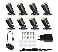 8 Piezas,Mini focos led,USB,3000K Blanca Cálida,Rotativo 360°,luz regulable | Mini Focos de Superficie para Escaparate Foco Led 5V 1W iluminación para El Hogar,Decoración de Joyas, Pintura,Vitrinas