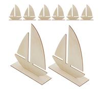 8 Piezas Modelo de Barco de Madera, Blanco sin Acabar | Base de Arcilla y Moldes Incluidos, Acabado Beige, para Actividades en Casa y Fiestas