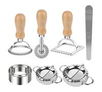 8 Piezas Molde Empanadillas Molde Raviolis Cortador de Pasta Dumpling Maker Acero Inoxidable con Cuchara de Relleno y Rueda Cortadora Herramientas de Galletas Ideal para Cocina Casera