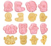 8 Piezas Moldes de Galletas Navidad 3D, Cortadores de Galletas Acero Inoxidable con Molde de Gofrado para Galleta Fruta Pan Fondant, Estilo 2