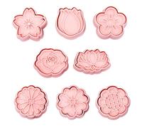 8 Piezas Moldes Galletas Flores 3D Plástico Moldes Galletas Pascua Cookie Cutter para Niños Flores Formas Cortadores Galletas 3D Infantiles para Galletas Fondant Pasteles