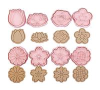 8 Piezas Moldes Galletas Flores, Cortador de Galletas de Plástico 3D Cookie Cutter, Molde Galletas para Niños, Flores Formas Cortadores Galletas 3D Infantiles para Galletas Fondant Pasteles