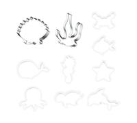 8 piezas moldes para galletas de animales, 1 molde de concha, 1 molde de algas, cortador de galletas, molde para tarta de animales marinos