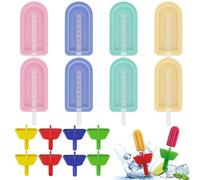 8 Piezas Moldes Para Helados Silicona Colocación Soporte Para Helados a Prueba De Suciedad En 8 Colores a Juego Moldes Helados Silicona Molde Helados De Verano Reutilizables Para Niños Y Adultos