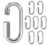 8 Piezas Mosquetón de Rosca de Acero Inoxidable, Mosquetone de Bloqueo M6 con Cierre Rosca de Enlace rápido, Mosquetón de Cadena Forma de D para Accesorios de Camping y Senderismo