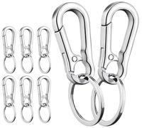 8 Piezas Mosqueton Llavero Antioxidante, Llavero Mosquetones Pequeños con Caja de Plástico, Llavero Mosquetoncon de Aleación de Zinc para Uso en Hombres y Mujeres,Operable con una Sola Mano (Black)