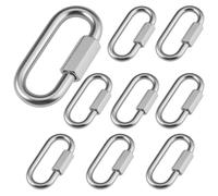 8 Piezas Mosqueton Seguridad Mosquetones Acero Inoxidable 6 mm Capacidad de Carga 2000 Kg, 100% Mosquetones de Tornillo para Cadena Rápidos,Fijación Interior,Camping Ctividades al Aire Libre