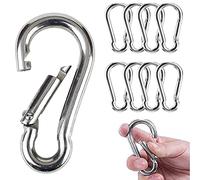8 Piezas - Mosquetones de Bloqueo (M6) Gancho de Clip de Cadena de Acero Inoxidable para Viajes, Camping, Hamaca, Senderismo, Pesca, Correa para Perros Llavero