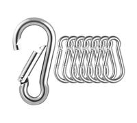 8 Piezas Mosquetones Pequeños de Acero Inoxidable 304, φ6x60mm,Carabiner,Mosqueton Pequeño con Cierre de Resorte para Camping, Pesca, Senderismo, Mochila,Llavero,Plata