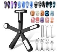 8 Piezas Nail Art Herramientas Cateye Magnet Kit Uñas 6 en 1 Forma de Pentagonal Cat Eye Iman Uñas Usar con Ojo de Gato Semipermanente Polish o Esmalte Magnético con Forma de 4 Conejo y 2 de Corazón