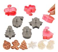 8 Piezas Navidad Moldes para Galletas, Cortadores de Galletas de Navidad, Moldes Galletas Niños, Sello de galletas de plástico 3D, Galleta Del Molde Sello Juego
