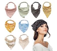 8 Piezas Pañuelo Flor y Triángulo Para Niñas y Mujer, De Verano, Toalla Para Atar El Cabello, Diadema