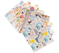 8 Piezas Paquetes de Tela de Algodón Estampado de Dinosaurios | Manualidades Diy, Costura a Máquina, Uso en Almohadones y Tarjetas, Adecuado para Casa y Escuela