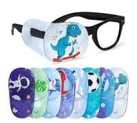 8 Piezas Parches Ojos Niños Niñas,Dinosaurio Tiburón Animados Reutilizables Parches para Gafas Parches de Ojos para Ambliopía Estrabismo ojo Vago Terapia Visual Oclusión Ocular