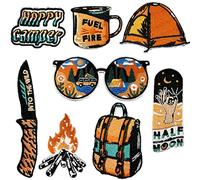 8 Piezas Parches para Ropa Termoadhesivos, Parche para Acampar, Insignia lavable, Aplicaciones termoadhesivas para reparar y decorar pantalones Vaqueros/Chaquetas/Sombreros/Mochilas