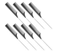8 Piezas Peine de Dientes Finos de Fibra de Carbono Púas Metálicas | Diseño Ergonómico Punta y Mango, Acabado Liso Antielectrostático, Adecuado para Coloristas y Uso en Casa