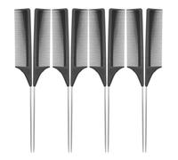 8 Piezas Peine para Mechas de PP y Acero Negro, y Resistente | Púas Metálicas Finas, Desenreda y Divide, Bordes Suaves sin Rebabas, para Ondas y Trenzas
