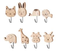 8 Piezas Perchero Adhesivo, colgador pared adhesivo madera animales, ganchos adhesivos de animales para pared, Perchero Infantil para Dormitorio Decoracion Baño Cocina