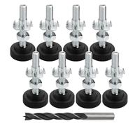 8 Piezas Pie Nivelador, Patas Ajustable, Niveladores De Muebles con Tornillos, Pies Ajustables para Muebles M8 X 50 mm con Tuerca En T, Brocas para Metal Y Tuercas De Fijación para Muebles, Pies