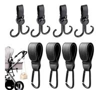 8 Piezas Piel Ganchos Carro Bebe para Colgar Bolsas,Mochila,Universal Mosqueton Carro Bebe para Sillita o Silla de Ruedas,Multiusos Mosquetones para Carrito para Bolsa de Pañales Compras(Negro)