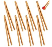 8 Piezas Pinzas de Bambú, 18 cm Pinzas de Cocina de Bambú, Reutilizables, Pequeñas, para Cocina, Pan, Té de Frutas, Aperitivos y Pepinillos, para Barbacoa, Hornear y Ensaladas, para Cocina, Comedor