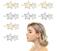8 Piezas Pinzas Pelo,Horquillas Pelo Mujer,Adornos Pelo Estrellas Horquillas para El Cabello con Diamantes de Imitación Alfileres de Aleación de Metal Horquillas para El Cabello Oro Plata