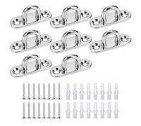 8 Piezas Placa de Ojo, Placas de Ojo de Acero Inoxidable con 16 Tornillos, Acero Argollas Pared 304, Metal Ganchos en U para Grapas, para Deportes Al Aire Libre, Paredes, Barco, Colgar en Techos