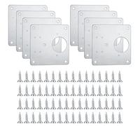 8 Piezas Placas de Reparación de Bisagras de Gabinete, Placas de Bisagras de Puerta de Armario de Cocina con Orificios, Placas de Montaje Planas Ocultas de Acero Inoxidable con Tornillos