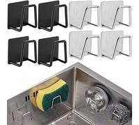 8 Piezas Porta Esponja, Gancho para Estropajos, Gancho Esponja para Fregadero, Gancho Esponja Acero Inoxidable, Fregadero Gancho Adhesivo, para Baño, Paños Cocina, Tapa Olla, Accesorios Cocina