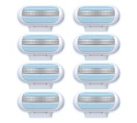 8 Piezas Recambios para Maquinilla de Depilación de Mujer, Cuchilla de Afeitar para Mujer, Recambio Duraderas y Suaves con 3 Cuchillas, Hojas de Afeitar para Recortadora de Vello Corporal(Azul)