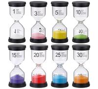8 Piezas Reloj de Arena,Colorido Relojes de Arena,Reloj de Arena para Jugar a medir el Tiempo1/3/5/10/15/20/25/30 Minutos，Ideal para Uso en la Escuela, el hogar y la Oficina