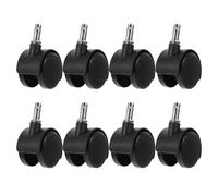 8 Piezas Ruedas Giratorias de Repuesto con Freno | Nylon Negro, Vástago de 1,5 Pulgadas, Rotación , para Contenedores Comerciales y Carros de Lavandería