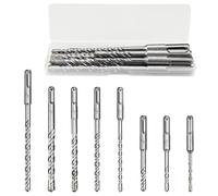8 piezas SDS Broca Plus Martillo eléctrico Broca de impacto Broca cruzada estándar Agujeros de perforación Juego de rendimiento para mampostería de hormigón Baldosas de cerámica Piedra Metal