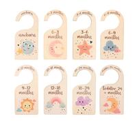 8 Piezas Separadores de Madera para Armario Infantil - Organizadores de Ropa de Bebé Desde Recién Nacido hasta 24 Meses - Decoración para Percha de Guardería para Niños y Niñas - Tamaño 7.5x16CM