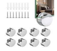8 Piezas Soporte Espejo Pared, Soporte de Vidrio Clip Soporte De Espejo De Vidrio, Soporte Espejo Pared, Clips Redondos para Espejo Baño para Vidrio de 3-5 mm de Espesor…