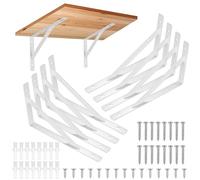 8 Piezas Soportes para Estantes de Pared, Escuadra para Estanterías, Soportes Estantes Triangulares de 90 Grados Angular de Montaje en Pared Pesados para Cocina Libros Estante (Blanco 200X120MM)