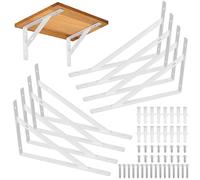 8 Piezas Soportes para Estantes de Pared, Escuadra para Estanterías, Soportes Estantes Triangulares de 90 Grados Angular de Montaje en Pared Pesados para Cocina Libros Estante (8 PCS Blanco 250X160MM)