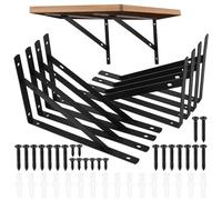 8 Piezas Soportes para Estantes de Pared, Escuadra para Estanterías, Soportes Estantes Triangulares de 90 Grados Angular de Montaje en Pared Pesados para Cocina Libros Estante, 250x160 mm