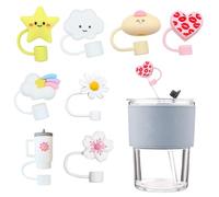 8 piezas Stanley Cup Accesorios, Stanley Cup Pajita cubierta, cubierta de paja de silicona, cubierta de paja a prueba de polvo, reutilizable, apta para todas las pajitas de 10 mm (estilo I)