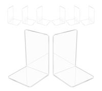 8 Piezas Sujetalibros Transparente, Sujeta Libros Tamaño Grande y Reforzado - para Oficina, Escuela y Biblioteca, Sujetalibros Estanteria Minimalistas y Robustos
