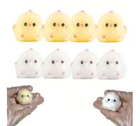 8 piezas Taba Squishy Toys, Yellow and White Bobo Chicken Mini Fufu Squishies, Cute Stress Relief Toys, Furry Squishy Animals Kit for Office, Home, Travel, Stress Relief Fidget Toys for Adults Gift