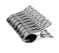 8 Piezas Toalla Clips de Acero Inoxidable, 12cm Pinzas a Prueba de Viento Pinzas Ropa Grandes Clips Toalla Metal para Tumbonas de Playa (Plata)