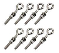 8 piezas tornillos de ojo M8 de acero inoxidable con tuerca y arandelas, vástago largo, varilla roscada, perno de anillo, anillo cerrado