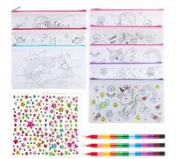 8 Piezas Unicornio Estuche para Pintar para Niños con Lápices de colores con Piedra brillantes Kit Personalizadas Bolsas de Tela con Cremallera Estuches para Colorear Niños para regalos para invitados