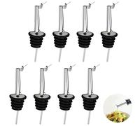 8 Piezas Vertedor de Botellas, Boquillas Aceite de Acero Inoxidable con Tapón Antigoteo, Vertedor Dosificador de Vino Cónico para Bar, Pub, Bistro