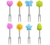 8 Piezastenedores De Frutas De Acero Inoxidable,Mini Tenedores Infantiles Ensalada,Tenedor De Postre Con Bonito Diseño De Silicona,for Party,Picnics, Home, Kitchen, Lunch Box Accessories