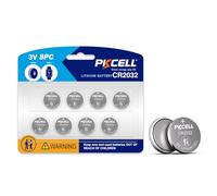 8 Pilas de botón CR2032 de Litio de 3,0 V 210 mAh para Llave de Coche, Mando a Distancia pequeño, báscula, 8 Unidades PKCELL