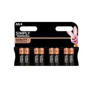 8 pilas Duracell AA Simply (1 blíster de 8 baterías) 8 pilas Stylus (LR6/MN1500)