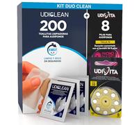8 Pilas para Audífonos Tamaño 10 PR70 Amarillo con Tecnología Phono Pulse + 200 Toallitas Limpiadoras Udiclean para Audífonos Pantallas y Gafas Tamaño de Bolsillo - Kit Duo Clean